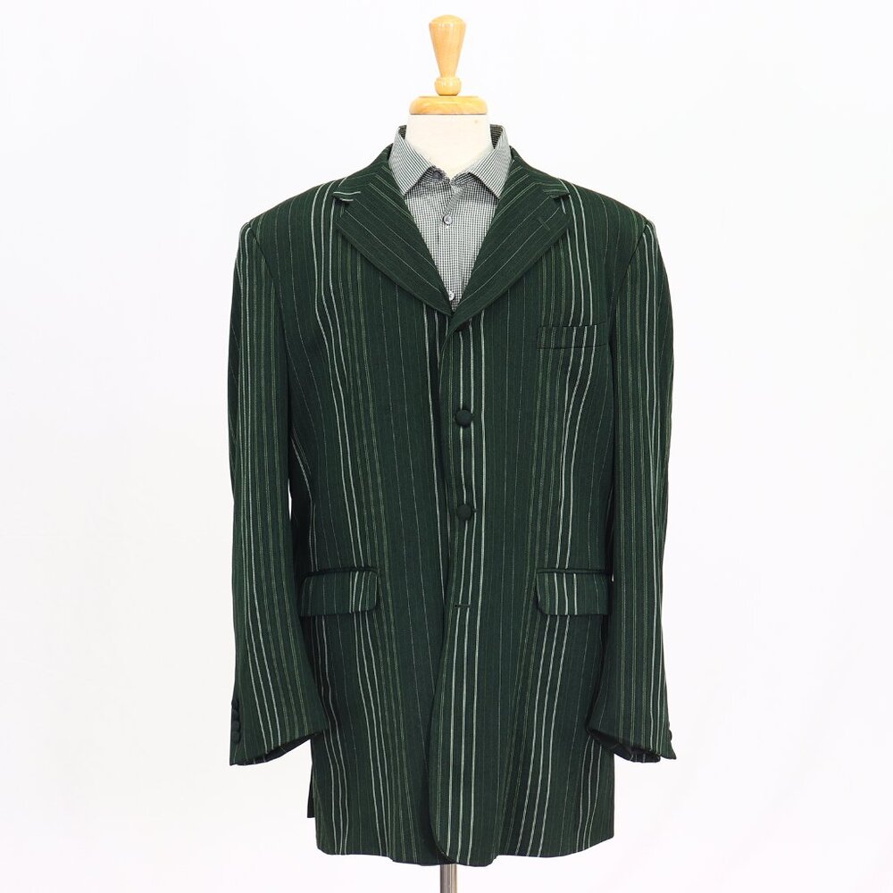 Soprano 46L Green Striped 4-Button Sport Coat Blazer Jacket T249